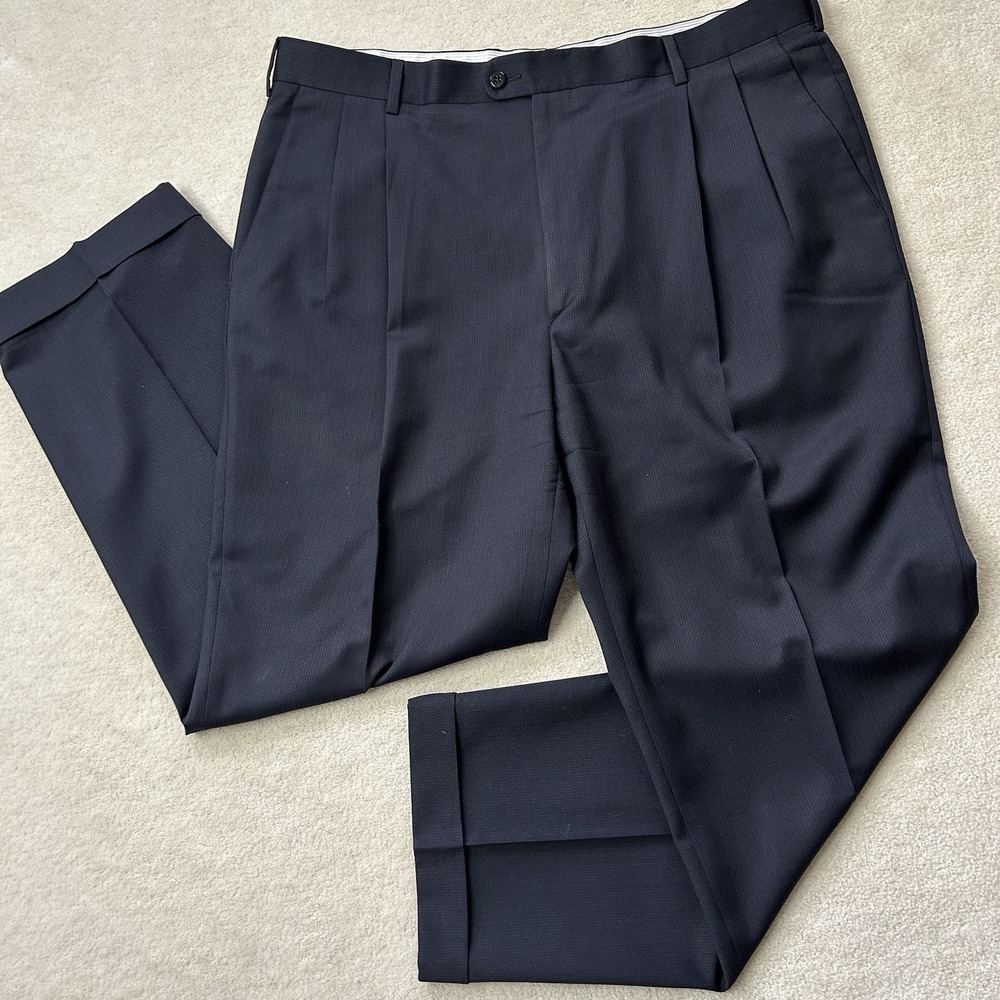 Zanella Pants Mens 38 Wool Pleated Dress Slacks Trousers Cuffed Lined Italy